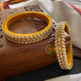 Kada Kundan Bangle-Oval-White-G3665